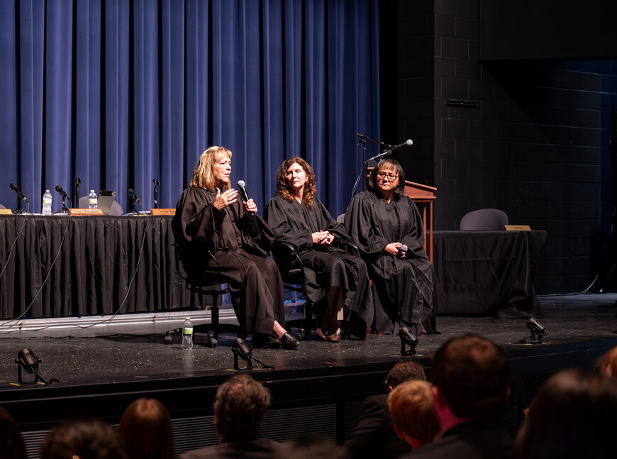 Nebraska Court of Appeals judges answer questions from NWU students. 