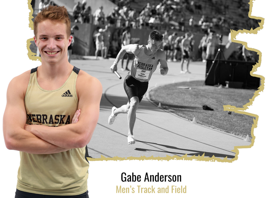 NWU's Gabe Anderson of men's track and field competes in an event.