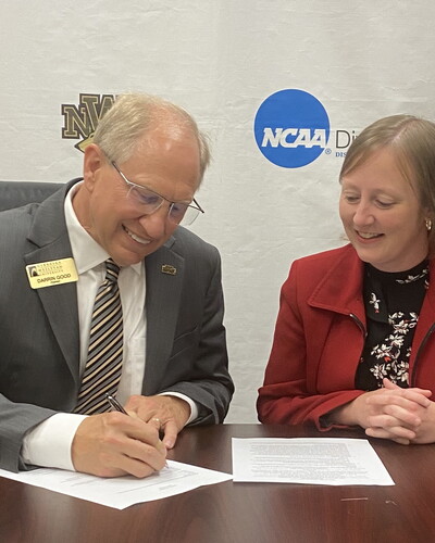 NWU President Darrin Good and York University Provost Shannon Leiden