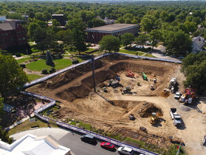 Construction crews dig the basement for the new Duane W. Acklie Hall of Science