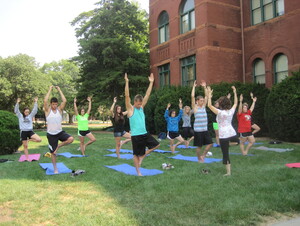 Students are studying yoga