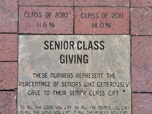 The Senior Class Gift is marked in brick each year