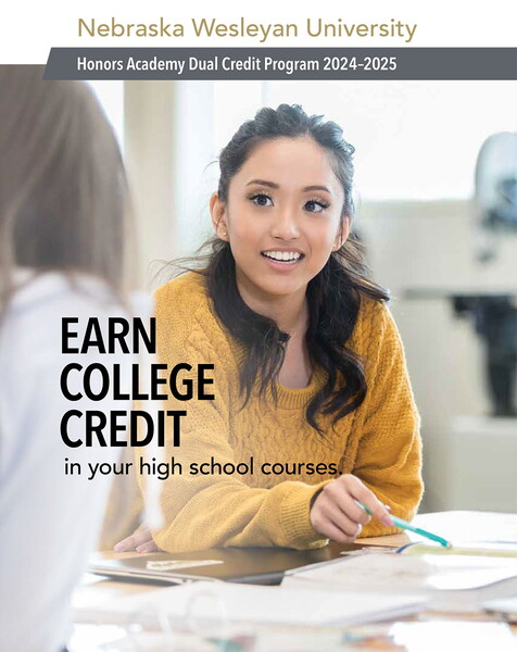 Cover art for Wesleyan Honors academy brochure of female student in class.