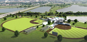 Architect rendering of baseball and softball fields.