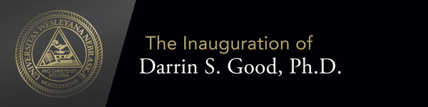 The NWU University seal with the text that reads, The Inauguration of Darrin S. Good, Ph.D.