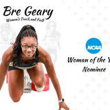 Bre Geary in a track-stance for a graphic.