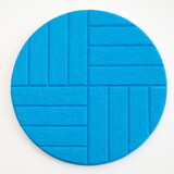 On an oval canvas is light blue color